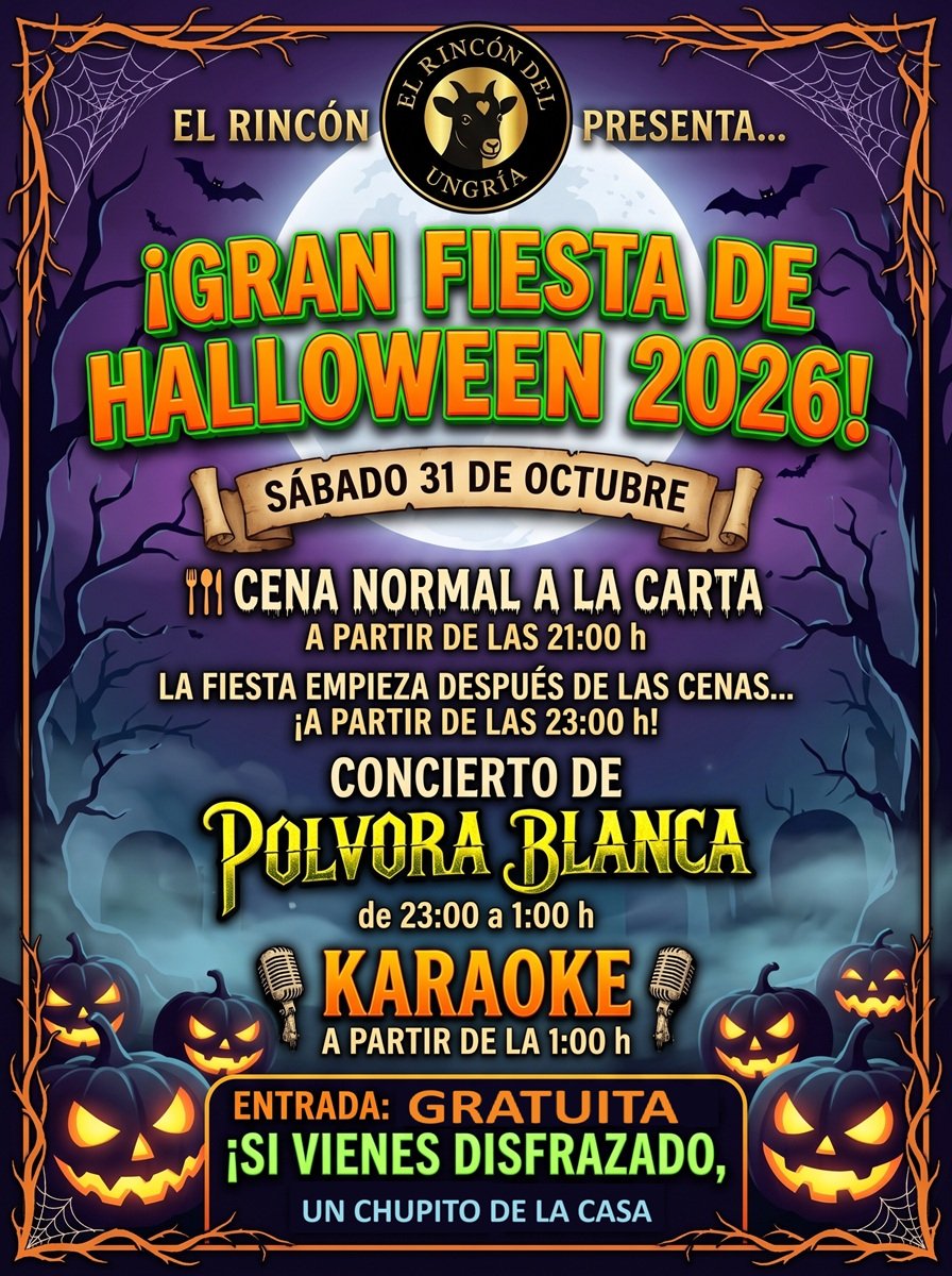 Cartel Halloween 2026 en El Rincón del Ungría (Caspueñas)