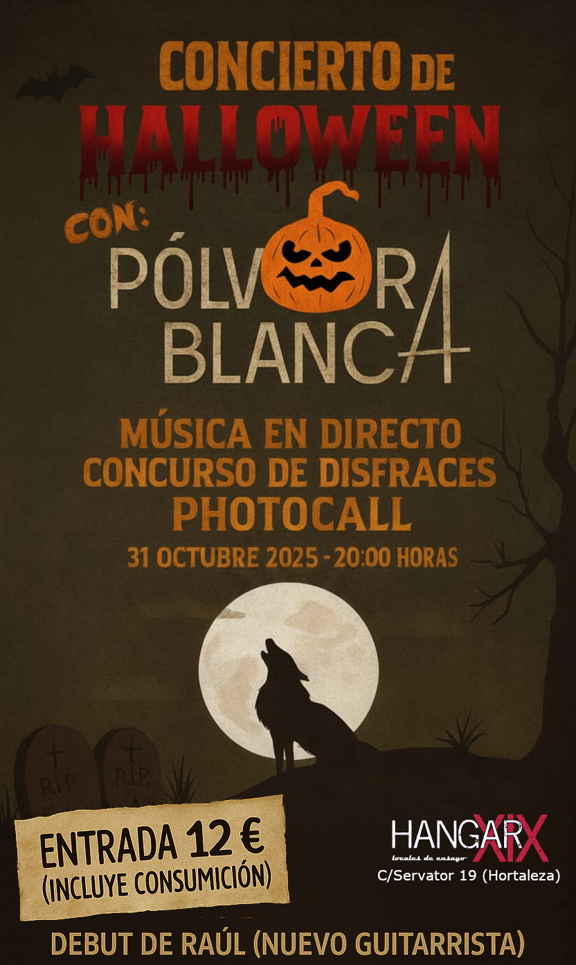 Cartel Pólvora Blanca Fiesta Halloween 2025